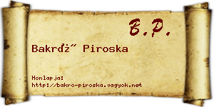 Bakró Piroska névjegykártya